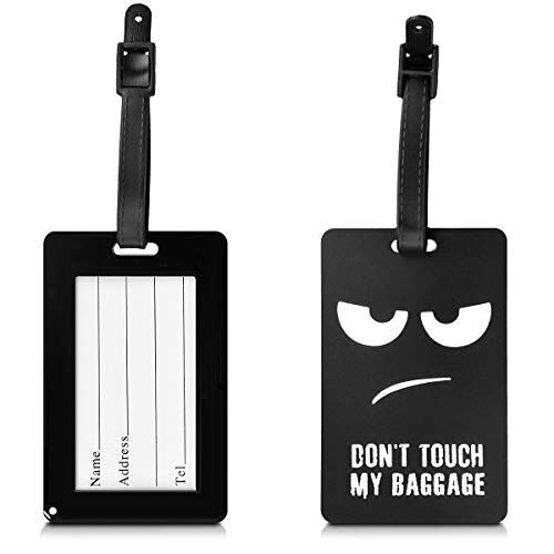 kwmobile bagagelabel voor koffers 10,2 x 6,4 cm met adreslabel Kofferlabel van silicone Don't Touch My Baggage in wit/zwart