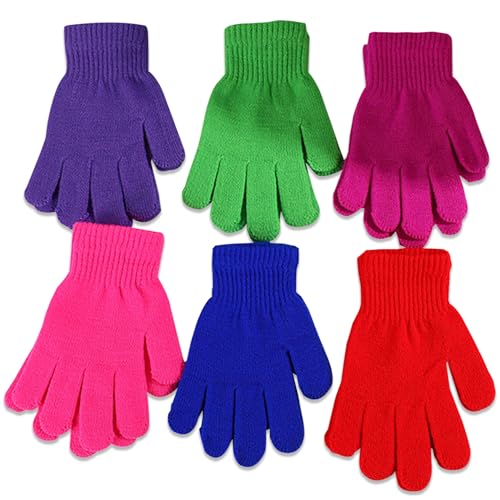 Veesper Winterhandschoenen voor kinderen, 6 paar, 6 kleuren, volledige condos met magische handschoenen, ademend, gebreide kleine kinderhandschoenen, hoge kinderen, meisjes, meisjes, winterhandschoenen,