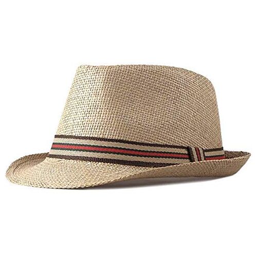 FENGFA Panama Hoeden met Band Fedora Trilby Straw Hoed voor Mannen Zomer Brede Brim Zon Hoed Jazz Cap