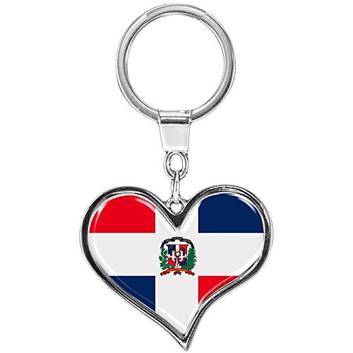 metALUm Premium Sleutelhanger van metaal "Dominicaanse Republiek" in hartvorm, leuk cadeau voor fans van de Dominicaanse Republiek, Meerkleurig, S