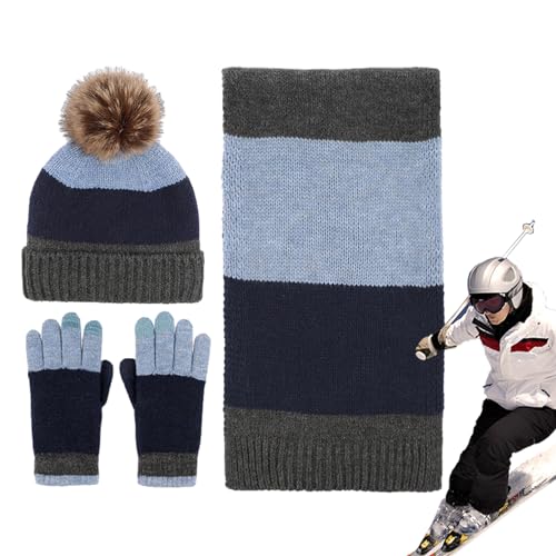 Gomice Muts en sjaalset voor dames Wintermuts sjaalhandschoenen Wintermuts met Pom, Sjaalhandschoenen, Warme gebreide muts Koudweerhandschoenen Set Wintercadeaus Sjaals voor dames