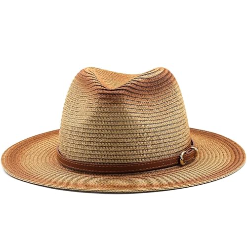 WUFANGBU Zonnehoed Strohoed Vintage Panama Hoed Mannen Stro Mannelijke Zonnehoed Vrouwen Zomer Strand Stijl Trilby Cap, 01, suit for 56-58CM