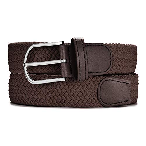 MASADA stoffen riem rekbare stretch riem voor mannen & vrouwen 3,2 cm breed elastiek 110-120 cm lang Bruin