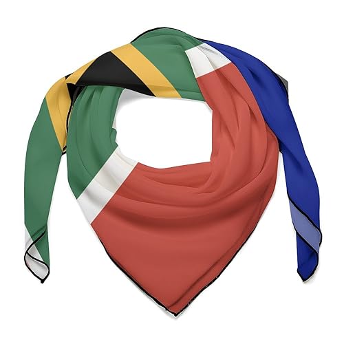 LZNJZ 68 X 68cm Licht & Glad Vierkante Haar Sjaal, Zuid-Afrikaanse Vlag Bandanas voor Vrouwen En Mannen, Zuid-Afrikaanse Vlag, 68 x 68cm
