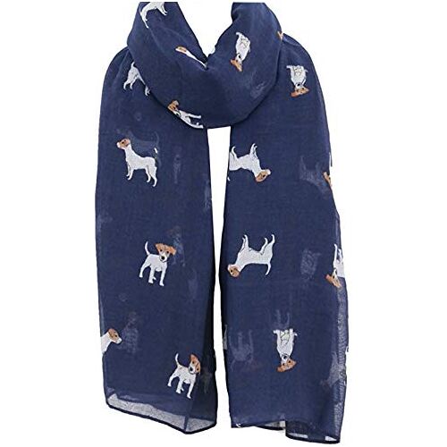 World of Shawls Nieuwe Dames Womens Celebrity Stijl Lange Sjaal Sjaals Maxi Sarong Sale, Jack Russell Hond Marineblauw, 100 x 180 cm