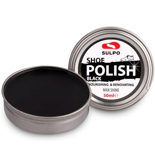 SULPO Schoensmeer Zwart Lederonderhoud voor Schoenen Schoenonderhoud Schoenwas Impregnatie & Reparatie Schoenreparatiepasta Glad Lederonderhoud Schoenpoets blik 50ml