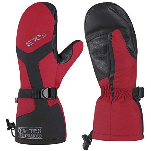 EXski Skihandschoenen heren dames waterdicht warme wanten dames snowboardhandschoenen wanten winterhandschoenen rood L