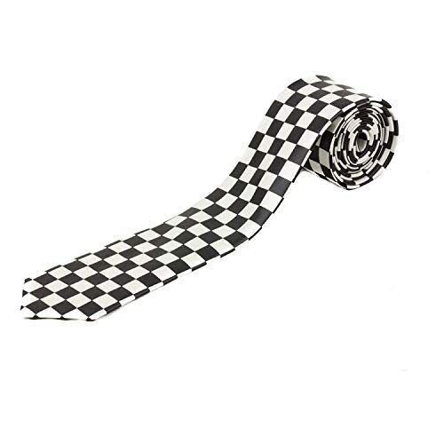 DevilsNeedle.co.uk Zwart & Wit Geruite Tattoo Stijl Neck Tie, Zwart & Wit, 57 inches