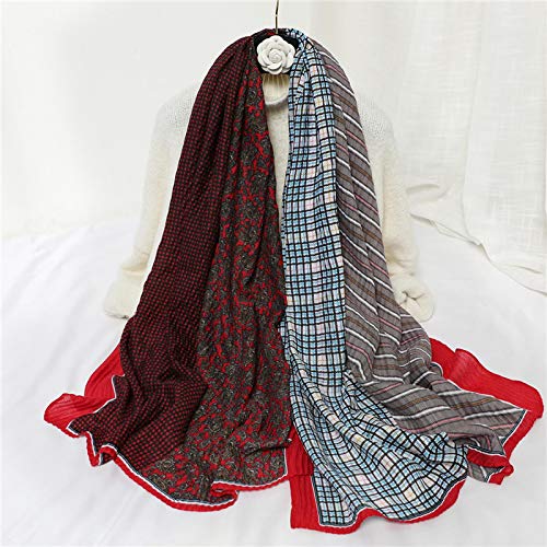 FBFG women sjaal plaid print katoenen hijaabs sjaals voor dames sjaals en wraps pashmina stola 180x90 cm M10-2