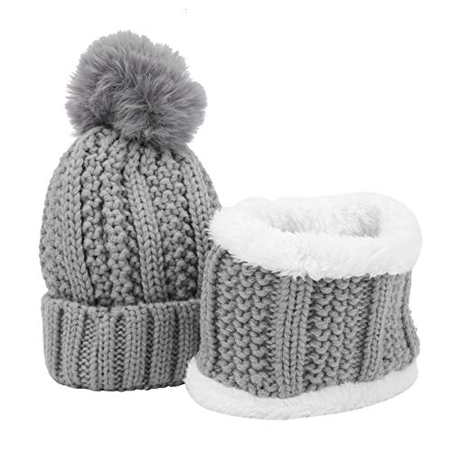 03 Comfort baby gebreide muts, zachte stof wintermuts, voor baby(gray)