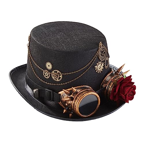 Haiki Steampunk hoge hoed voor mannen met bril hoed bolhoed party prestaties kostuum carnaval nachtclub Halloween hoge hoeden voor kinderen