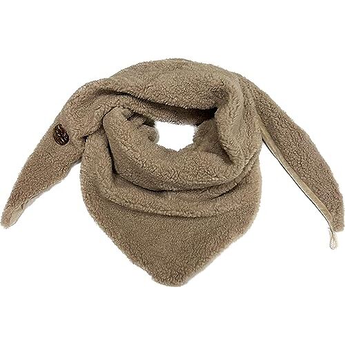 J26 XXL teddybont driehoekige sjaal winter poncho unisex driehoek sjaal viscose mode, taupe, 165 x 78 cm