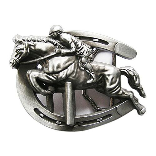 JEAN'S FRIEND Antiek Geborsteld Zilver Horsemanship Horse Belt Buckle Boucle de Ceinture, Antiek Zilver, L