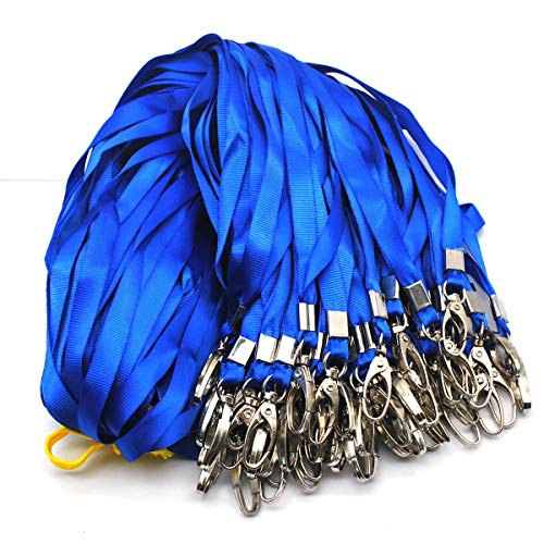 ZARRS Sleutelhanger, verpakking van 30 stuks, blauw, sleutelhangers met karabijnhaak, lanyard voor identiteitskaarten, identiteitskaarten, sleutelhangers, conferenties, tentoonstelling kantoor, blauw, lengte 85 cm, breedte 1 cm