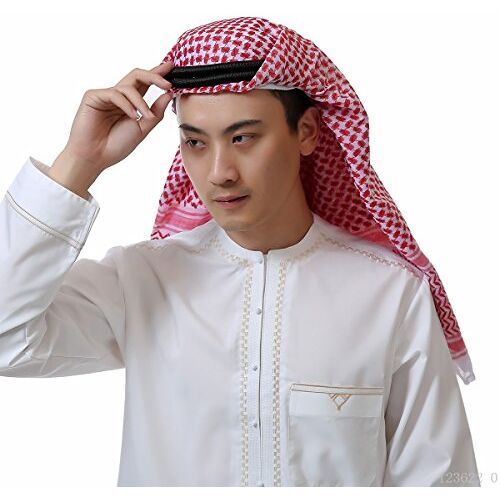 Amorar Arabische hoofddoek voor mannen, islamitische print, sjaal, tulband, hoofdbedekking, moslim afdekking, sjaals, hijab, sjaal, Dubai, wegwerpverpakking