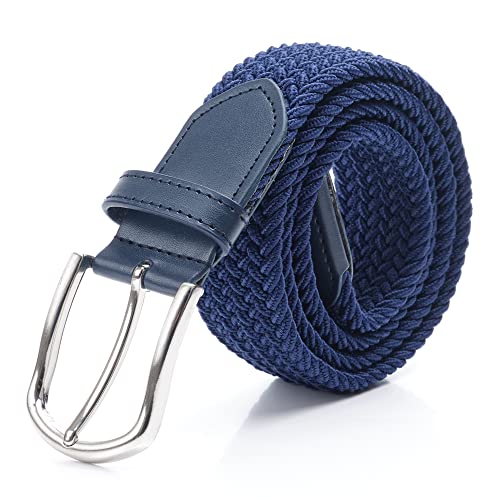 DWOY Elastische Gevlochten Stretch Riem voor Mannen en Vrouwen Elastische Stof Geweven Gevlochten Broek Riemen, Donkerblauw, S/M