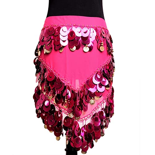 ANNURA Buikdansrok, Buikdans Hippe Sjaal, Dames Buikdansriem Hippe Sjaal Buikdanskostuum for Dames Pailletten Buikdansriem Kwastje Hippe Wrap (Color : Roze, Size : One Size)