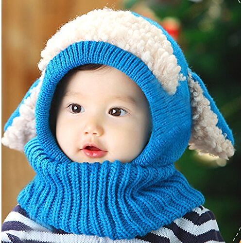 XIAOYU Baby Meisjes Jongens Winter Hoed Sjaal Wollen Oorflap Hood Sjaals Schedel Caps