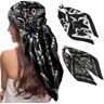 Nayyana ® Set van 2 zijden sjaal voor vrouwen 90 x 90 cm grote vierkante elegante sjaal van zijde voor vrouwen satijn bandana meisjes hoofddoek haaraccessoires zwart, zwart, L