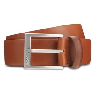 Boss Erron Sz35 herenriem van Italiaans leer met zilverkleurige gesp, Bruin, 80 cm Boss Erron Sz35 herenriem van Italiaans leer met zilverkleurige gesp, Bruin, 80 cm