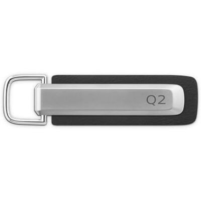 Audi collection Audi 3182500900 Sleutelhanger, metaal, leer, hanger, sleutelring, gravure, met Q2-opschrift en logo van Audi, zilver/zwart Audi collection Audi 3182500900 Sleutelhanger, metaal, leer, hanger, sleutelring, gravure, met Q2-opschrift en logo van Audi, zilver/zwart