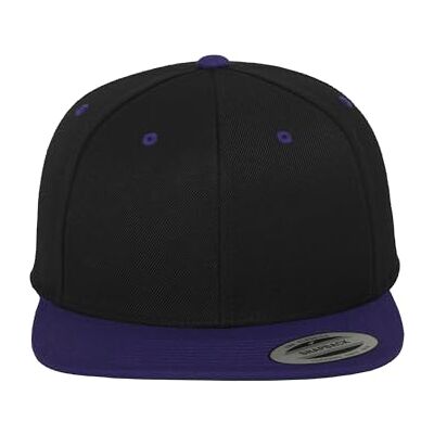 Flexfit 110744 Unisex Honkbal Pet Classic Snapback 2-tone, Zwart/Paars, blanco pet met rechte klep, één maat Flexfit 110744 Unisex Honkbal Pet Classic Snapback 2-tone, Zwart/Paars, blanco pet met rechte klep, één maat