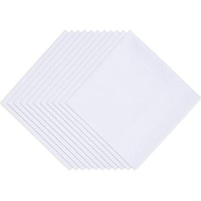 DUDU N GIRLIE ! Katoenen satijnen zakdoeken voor heren, 12 stuks, wit DUDU N GIRLIE ! Katoenen satijnen zakdoeken voor heren, 12 stuks, wit