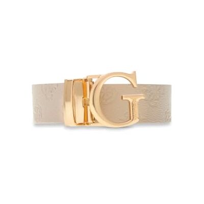 GUESS riem Ella Logo Adjustable And Reversible Pant Belt W85 Bone Logo/Brown Logo crème donkerbruin inkortbaar omkeerbaar GUESS riem Ella Logo Adjustable And Reversible Pant Belt W85 Bone Logo/Brown Logo crème donkerbruin inkortbaar omkeerbaar