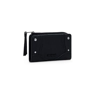 Desigual portemonnee Mone Embro Patch Emma Medium Wallet Black zwart Desigual portemonnee Mone Embro Patch Emma Medium Wallet Black zwart