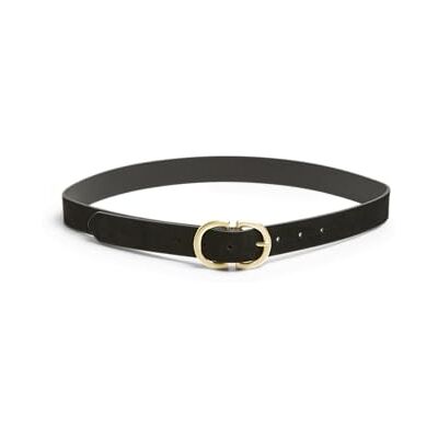 PIECES Dames Pcjuva Suede Jeans Belt Noos Riem, Zwart/Detail: met geborsteld gouden gesp, 85 PIECES Dames Pcjuva Suede Jeans Belt Noos Riem, Zwart/Detail: met geborsteld gouden gesp, 85