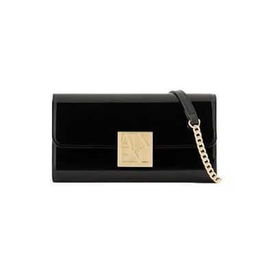 Giorgio Armani Amy, Gold Logo Plate Wallet On Chain, Zwart Giorgio Armani Amy, Gold Logo Plate Wallet On Chain, Zwart