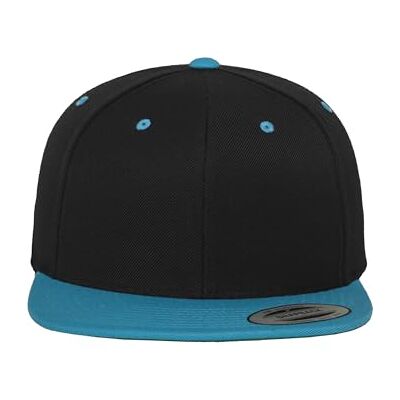 Flexfit Unisex Classic Snapback 2-kleurige cap, dames en heren, verkrijgbaar in 17 kleuren, eenheidsmaat, zwart/groenblauw, One size Flexfit Unisex Classic Snapback 2-kleurige cap, dames en heren, verkrijgbaar in 17 kleuren, eenheidsmaat, zwart/groenblauw, One size