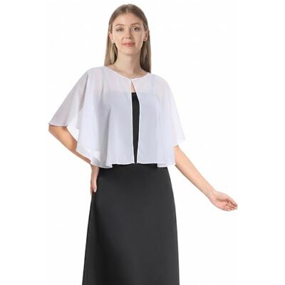 Hotshawl Chiffon Capelet Zachte capes Sjaals en Wraps voor Avondjurk Bruiloft Cape 1920 sjaal accessoires voor vrouwen, Wit, Eén Maat Hotshawl Chiffon Capelet Zachte capes Sjaals en Wraps voor Avondjurk Bruiloft Cape 1920 sjaal accessoires voor vrouwen, Wit, Eén Maat