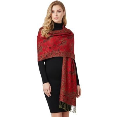 PASKMLNA Pashmina sjaal, omkeerbaar, met Paisley-motief, omslagdoek, in elegante kleuren, L PASKMLNA Pashmina sjaal, omkeerbaar, met Paisley-motief, omslagdoek, in elegante kleuren, L