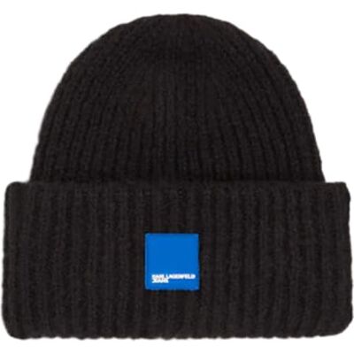KARL LAGERFELD JEANS , Heren, Box Logo Beanie,Zwart, One size KARL LAGERFELD JEANS , Heren, Box Logo Beanie,Zwart, One size