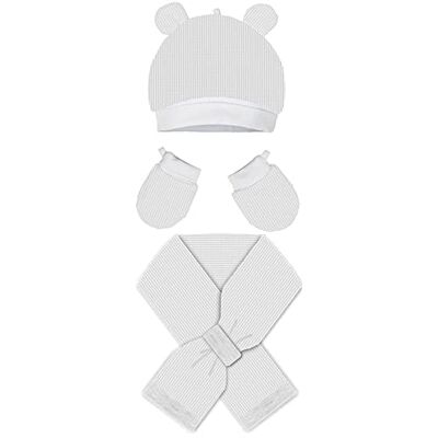 MacBeen Set met handschoenen, muts en sjaal, voor kinderen van 0 tot 6 maanden, wit, kleine uniseks kinderaccessoireset MacBeen Set met handschoenen, muts en sjaal, voor kinderen van 0 tot 6 maanden, wit, kleine uniseks kinderaccessoireset