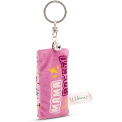 NICI Sleutelhanger mini pluche kussen Mama rockt! 8 cm met belletje NICI Sleutelhanger mini pluche kussen Mama rockt! 8 cm met belletje