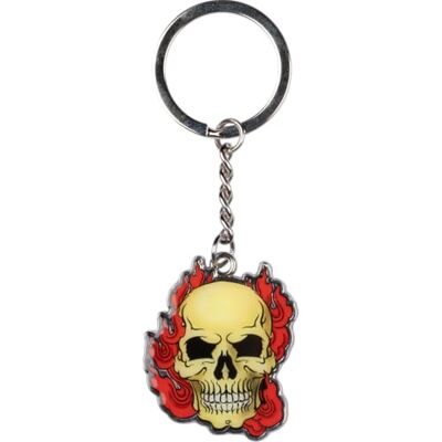Konix Alchemy Schlüsselanhänger Metall Totenkopfmotiv Rot und Gelb Konix Alchemy Schlüsselanhänger Metall Totenkopfmotiv Rot und Gelb