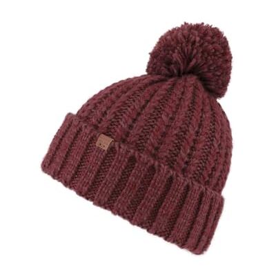Bickley & Mitchell BICKLEY + MITCHELL Dames Cable Pompom Beanie Hat, Spice Rood, Eén maat Bickley & Mitchell BICKLEY + MITCHELL Dames Cable Pompom Beanie Hat, Spice Rood, Eén maat