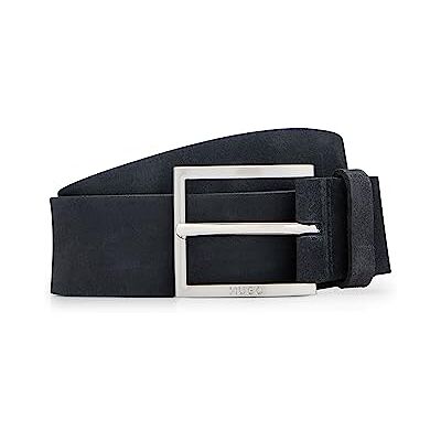 HUGO Heren Mirto Sz35 riem van suède met logo-gravure op de gesp, zwart 1, 100 HUGO Heren Mirto Sz35 riem van suède met logo-gravure op de gesp, zwart 1, 100