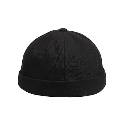 HATSQUARE Katoenen Docker Cap, Unisex Randloze Cap Mannen Skull Cap Randloze Beanie Hoed Mannen Vrouwen Manchet Hoed, Zwart, one size HATSQUARE Katoenen Docker Cap, Unisex Randloze Cap Mannen Skull Cap Randloze Beanie Hoed Mannen Vrouwen Manchet Hoed, Zwart, one size