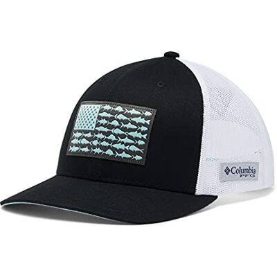 Columbia Men's PFG Fish Flag Snapback Ball Cap,Black, White,One Size Columbia Men's PFG Fish Flag Snapback Ball Cap,Black, White,One Size