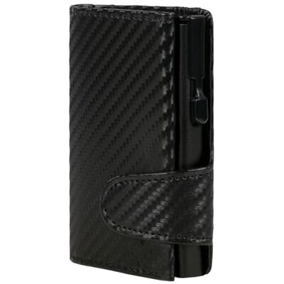 CLICKSAFE ® Creditcardhouder Met Muntvak en Bankbiljettenvak Van Kunstleer in Carbonlook Zwart Aluminium Kluis Met RFID-Bescherming (Kaarthouder, Slim Wallet) CLICKSAFE ® Creditcardhouder Met Muntvak en Bankbiljettenvak Van Kunstleer in Carbonlook Zwart Aluminium Kluis Met RFID-Bescherming (Kaarthouder, Slim Wallet)