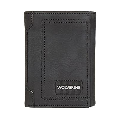 WOLVERINE Heren robuuste drievoudige lederen portemonnee, zwart, één maat WOLVERINE Heren robuuste drievoudige lederen portemonnee, zwart, één maat