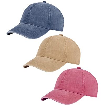 AOSMI 3 Pack Vintage Gewassen Katoen Verstelbare Baseball Caps voor Mannen Vrouwen Ongestructureerd Laag Profiel Papa Hoed, Meerkleurig, M-XL AOSMI 3 Pack Vintage Gewassen Katoen Verstelbare Baseball Caps voor Mannen Vrouwen Ongestructureerd Laag Profiel Papa Hoed, Meerkleurig, M-XL