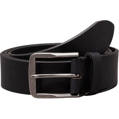Calvin Jeans Klassieke platte leren riem van 3,5 cm voor heren, Allover Print, 120 Calvin Jeans Klassieke platte leren riem van 3,5 cm voor heren, Allover Print, 120