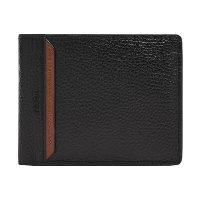 Fossil Heren Huntington Bi-Fold Portemonnee, Zwart, zwart, Small Fossil Heren Huntington Bi-Fold Portemonnee, Zwart, zwart, Small