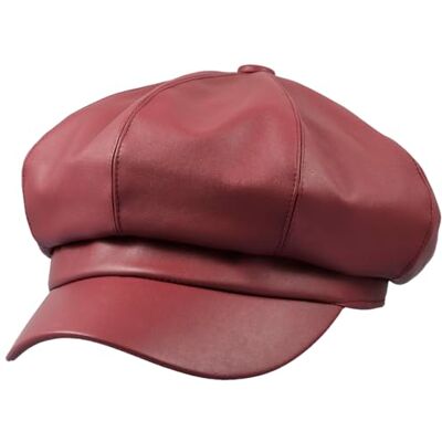 Sportmusies 8 Panelen Newsboy Caps voor Vrouwen, PU Lederen Cabbie Schilder Hoed Gatsby Ivy Baret Cap, #2-rood, one size Sportmusies 8 Panelen Newsboy Caps voor Vrouwen, PU Lederen Cabbie Schilder Hoed Gatsby Ivy Baret Cap, #2-rood, one size