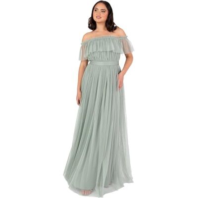 Anaya with Love Maxi-jurk dames mouwloze off-shoulder bardot-halslijn tule sjerp stropdas riem A-lijn bruidsmeisje bruiloft gast, ijziggroen, 26, Groen, 52 Anaya with Love Maxi-jurk dames mouwloze off-shoulder bardot-halslijn tule sjerp stropdas riem A-lijn bruidsmeisje bruiloft gast, ijziggroen, 26, Groen, 52