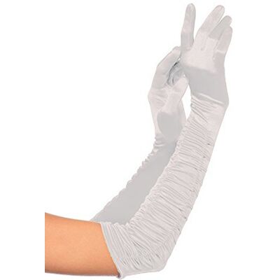 Deceny CB Feesthandschoenen voor dames, lange satijnen operahandschoenen, gesmolten ellebooghandschoenen, Wit, Normal size Deceny CB Feesthandschoenen voor dames, lange satijnen operahandschoenen, gesmolten ellebooghandschoenen, Wit, Normal size